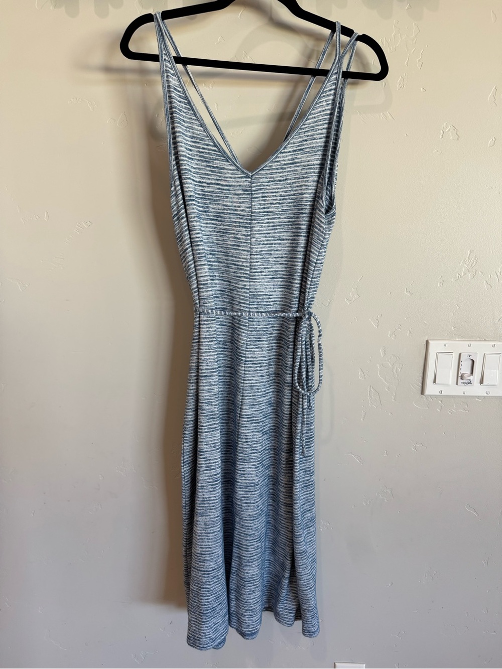 Gap cami wrap midi dress blue white stripe size large